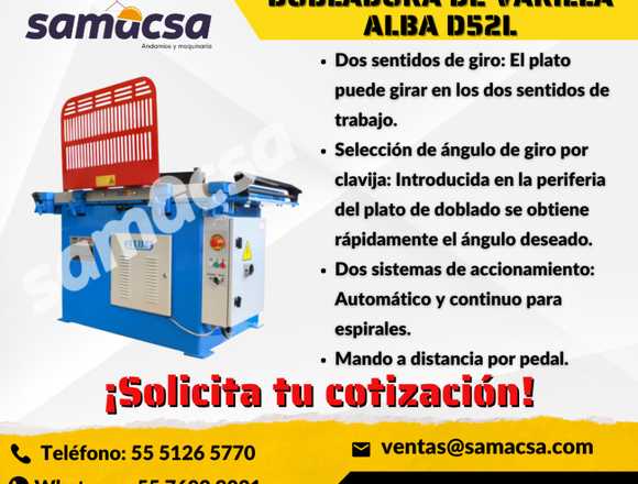 DOBLADORA DE VARILLA ELECTRICA MARCA ALBA D52L