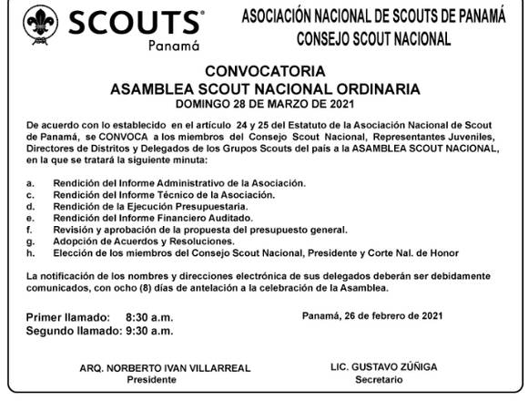 Convocatoria a Asamblea Scouts Ordinaria