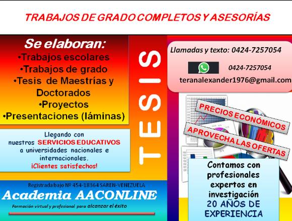 Elaboración de Tesis y trabajos de grados