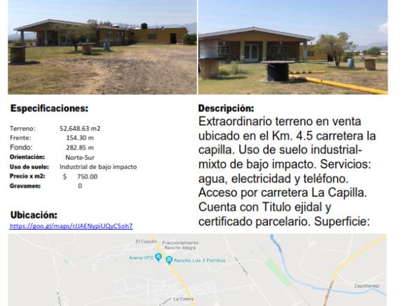 TERRENO EN VENTA "EJIDO CEDROS"