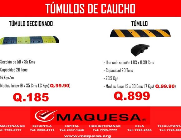 TUMULOS DE CAUCHO DIFERENTES TAMAÑOS.