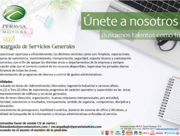 Encargada de Servicios Generales