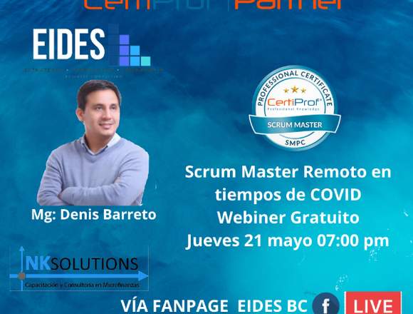 Webiner Gratuito Scrum Master Jueves 21 Mayo 7PM