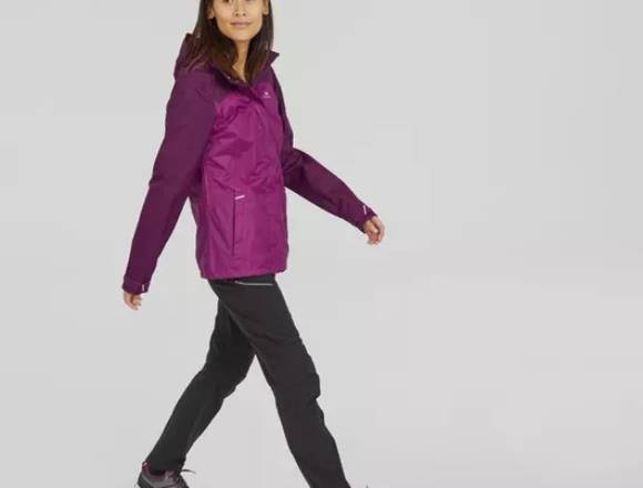 CHAQUETA IMPERMEABLE MH100 MORADO MUJER QUECHUA