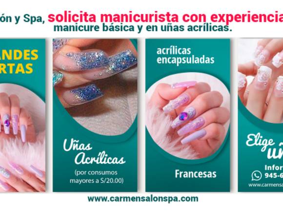 Salón y Spa, solicita manicurista en SJL