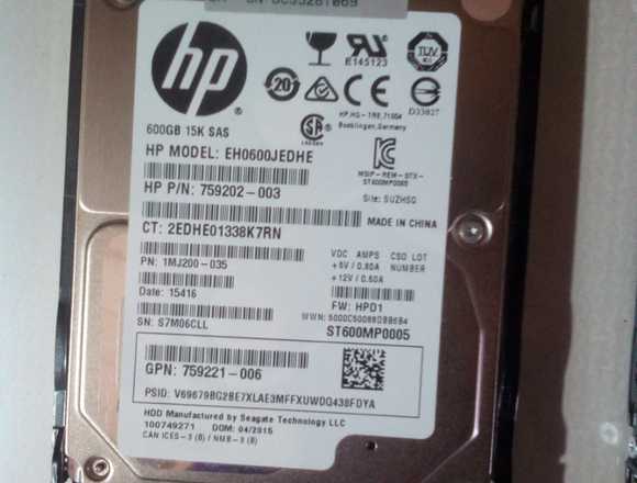 VENDO DISCO DURO HP G8 G9 600-GB 12G 15K 2.5 SAS