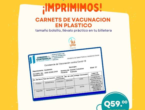 CARNET DE VACUNACION IMPRESO EN PLASTICO (pvc)