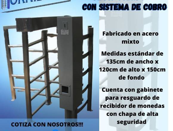 PUERTA GIRATORIA DE MEDIO CUERPO SISTEMA DE COBRO