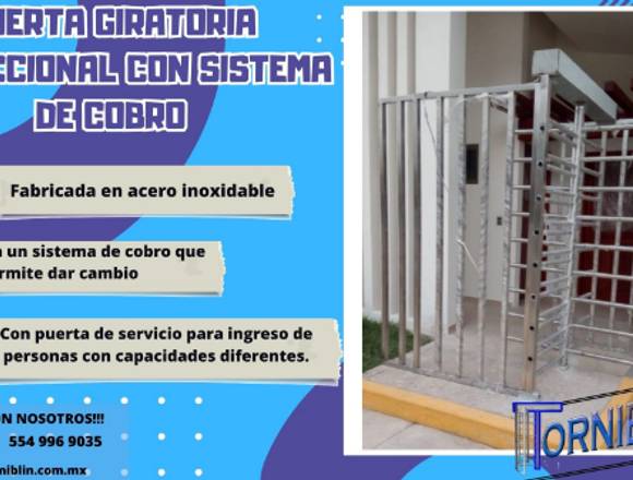 PUERTA GIRATORIA BIDIRECCIONAL CON SISTEMA D COBRO