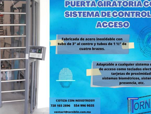 PUERTA GIRATORIA CON SISTEMA DE CONTROL DE ACCESO 