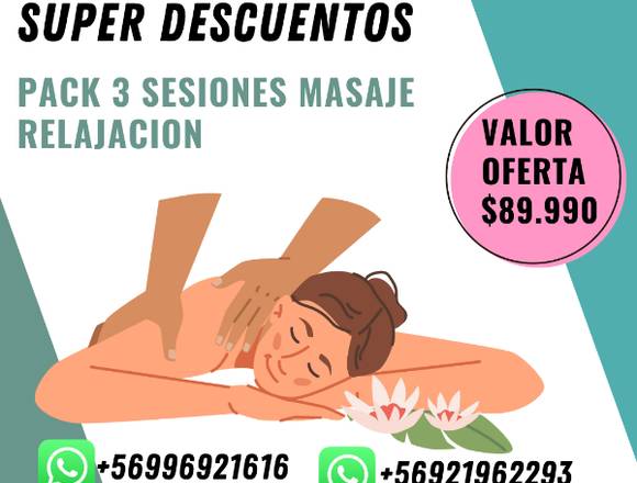 Masaje Relajacion 3 sesiones de 1 hora pack