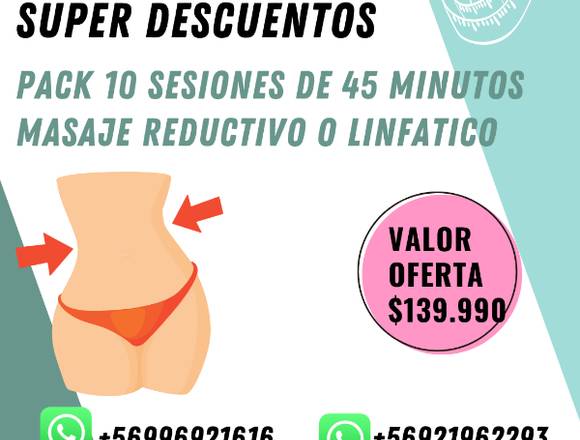 Masajes Reductor  10 sesiones 45 minutos