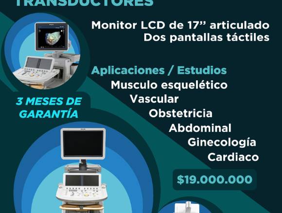 Ecografo Phillips I33, Viene con 3 Transductores. 