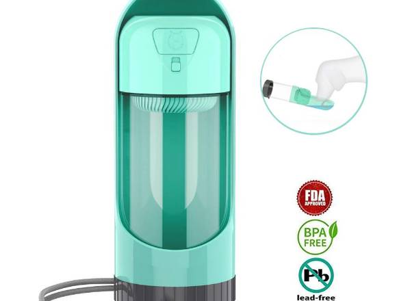 Botella de agua portátil para mascotas con filtro