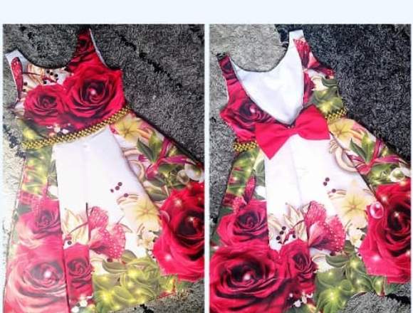 Vestido Flores Rojas