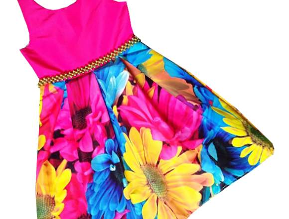 Vestido para Niñas Diseño Tropical