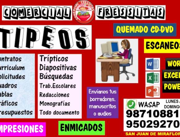 Tipeos, digitación, redacción, parafaseos