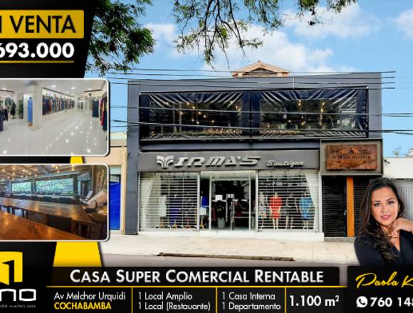 Casa comercial en venta, Avenida Melchor Urquidi