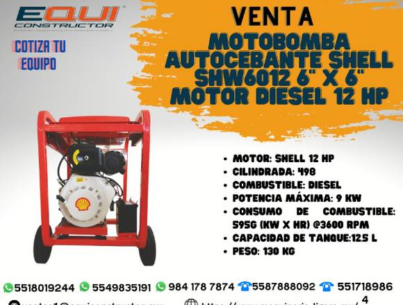 Motobomba autocebante shell 6x6 motor diesel