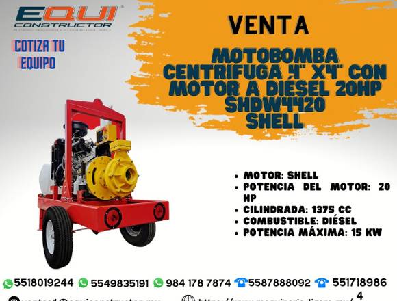 Motobomba centrifuga 4x4 motor diesel