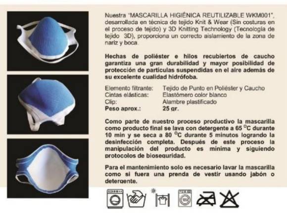 Mascarilla de uso comunitario reutilizables