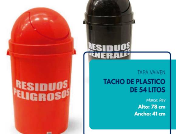 TACHO DE PLASTICO 54 LTS - TAPA VAIVEN