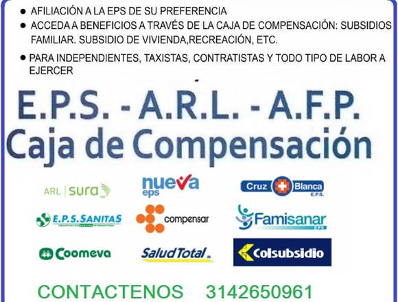 afiliaciones de seguridad social eps arl