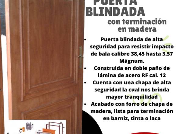 PUERTA BLINDADA CON TERMINACIÓN EN MADERA