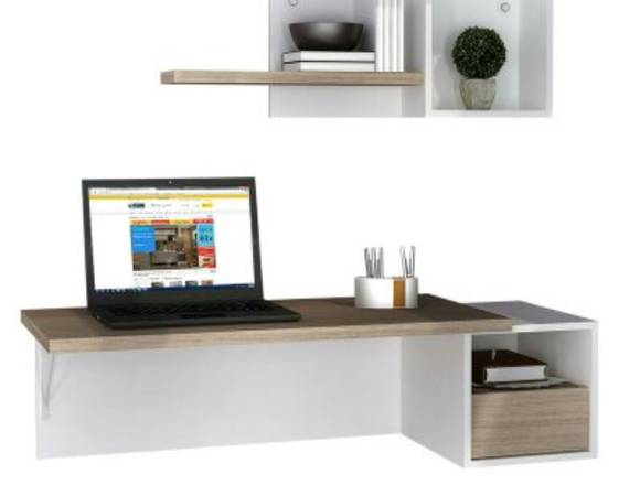 Escritorio flotante con repisa