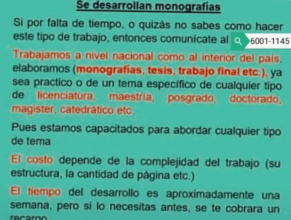 Se hacen monografia/tesis 