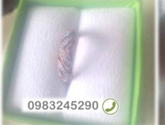 Anillo Oro Rosa de Plata tw diamante 1/5 14K