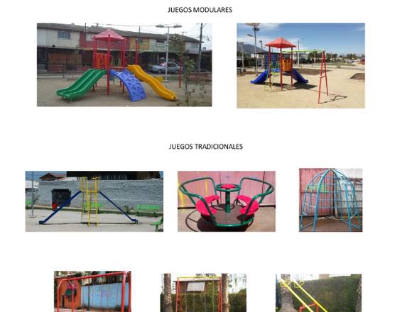 Juegos y maquinas de ejercicios para plazas.