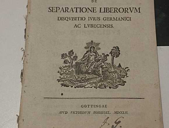 LIBRO DE DERECHO ANTIGUO DE 1752,DE SEPARATIONE