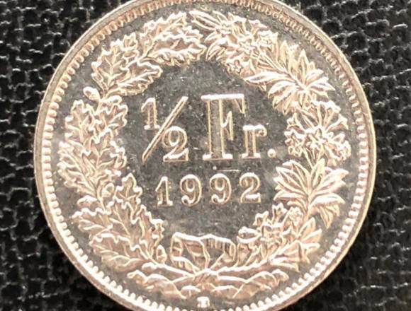 Moneda de Suiza 1/2 franco 1992 (BC)
