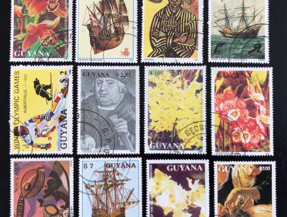 Lot of 12 Guyanese CTO stamps with g.o.- varied