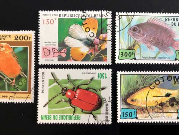 Lot of 5 Benin CTO stamps with g.o.- animals (new)