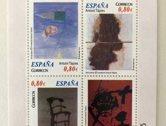 Lot of 4 stamps from Spain- Antoni Tàpies (new)