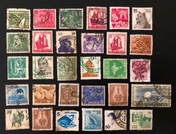 Lot of 30 stamps from India in used (varied)