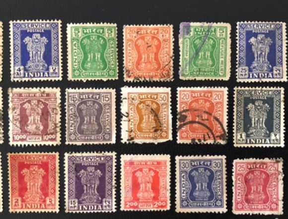 Lot of 20 classic Indian stamps in used (lions)