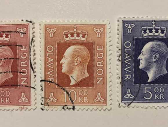 Lot of 3 classic stamps from Norway in used-king