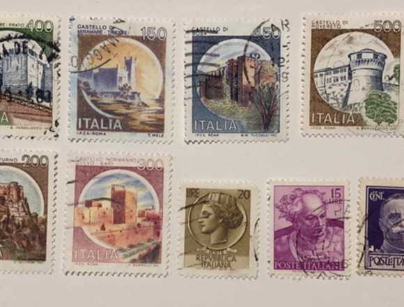 Lot of 9 stamps from Italy in used- varied