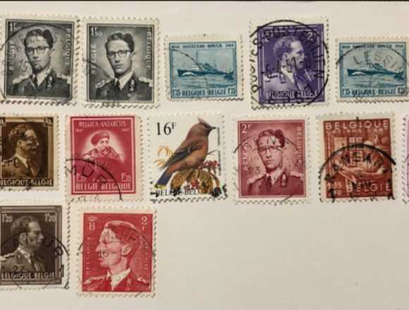 Lot of 17 stamps from Belgium in used- assorted