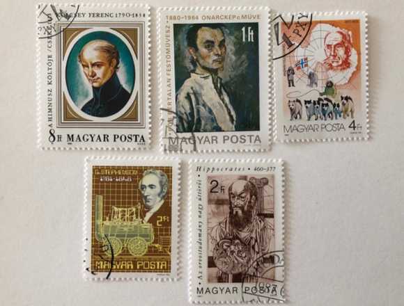 Lot of 5 CTO stamps with g.o. Hungary- characters