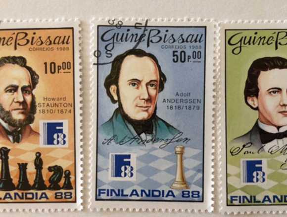 Lot of 3 CTO stamps with g.o Guinea Bissau- chess