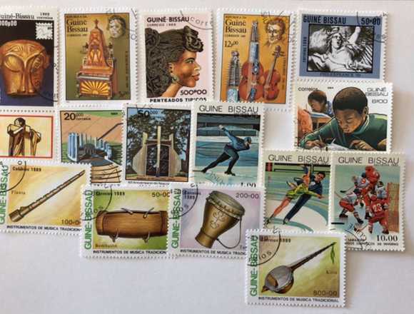 Lot of 15 CTO stamps with g.o Guinea Bissau-varied