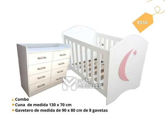 Cuna con gavetero cambiador M y M Muebles 