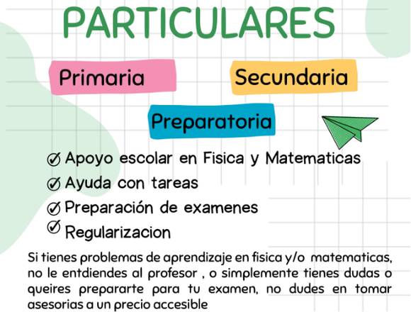 CLASES DE REGULARIZACIÓN EN MATEMÁTICAS, FÍSICA 
