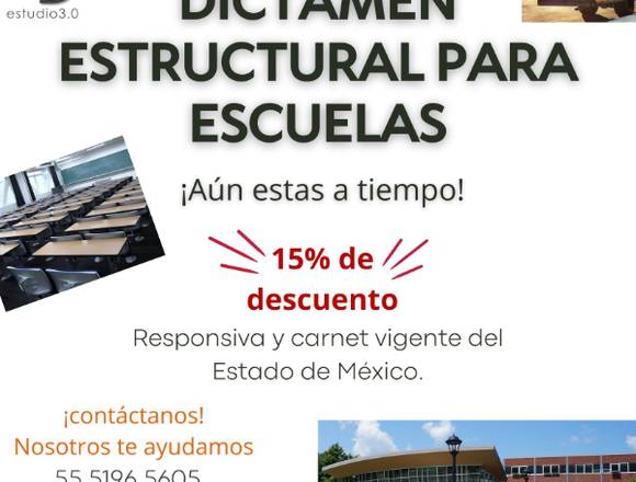 15% de desc. en Dictamen estructural de escuelas