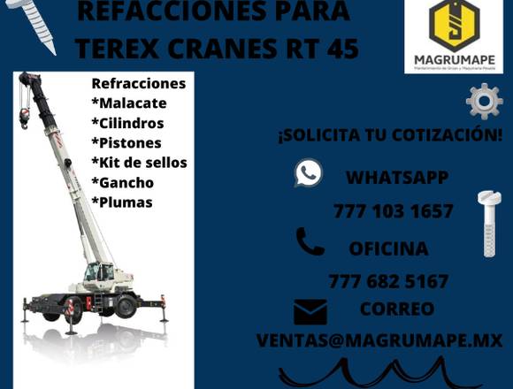 Refacciones para terex cranes RT 45