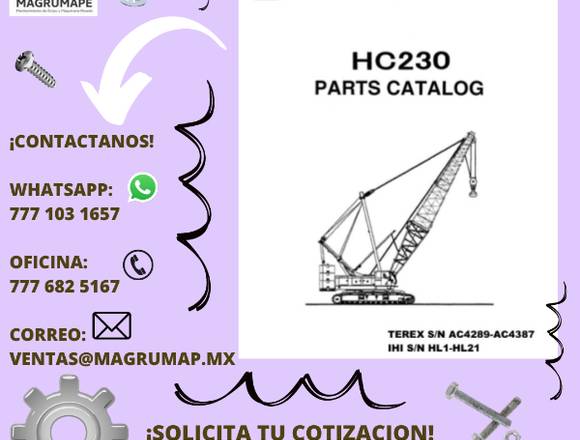 Manual de partes Terex modelo: HC230